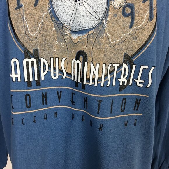 Vtg. ONEITA 1997 CAMPUS MINISTRIES T-Shirt Blue - Picture 2 of 8